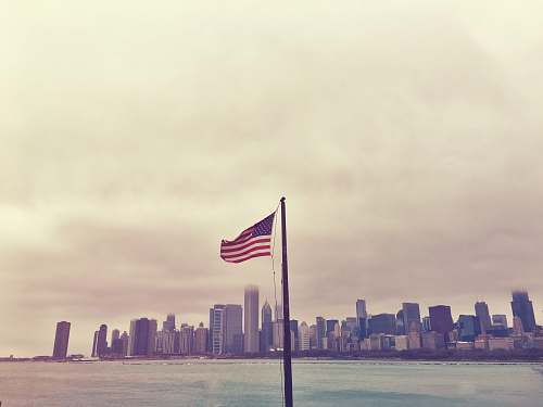 city American flag skyline